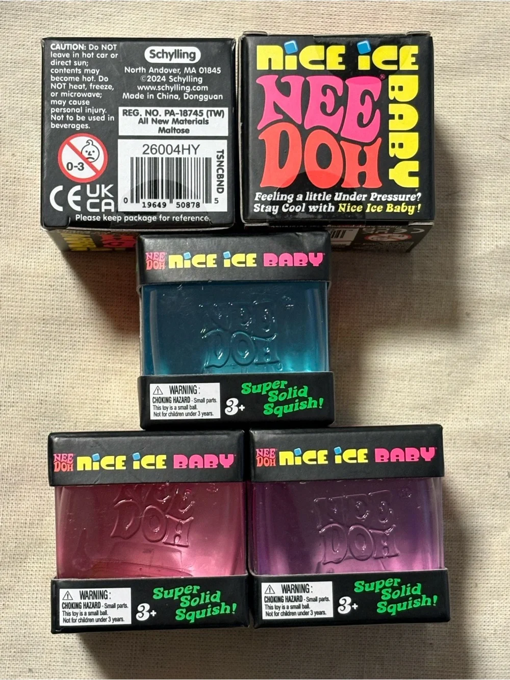 NeeDoh Nice Ice Baby Super Solid Squish Kids Stress Toy - Blue, Pink, Purple